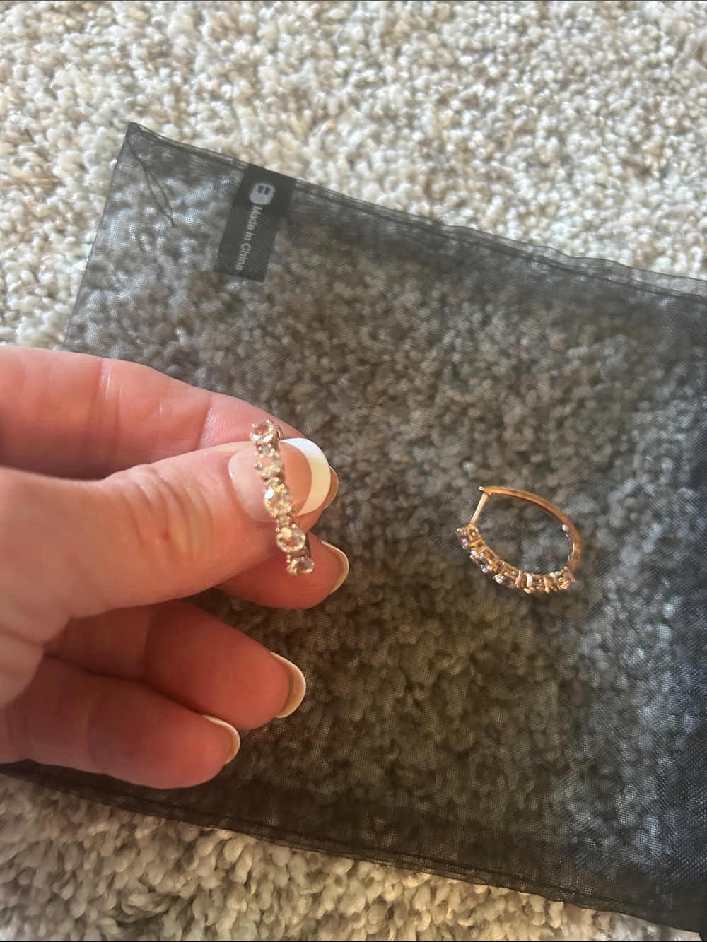 Rose Gold-Tone Crystal Row Hoop Earring - Women's Jewelry